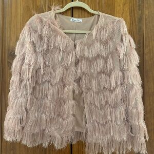 Chic Fringe Cardigan - Champagne Color